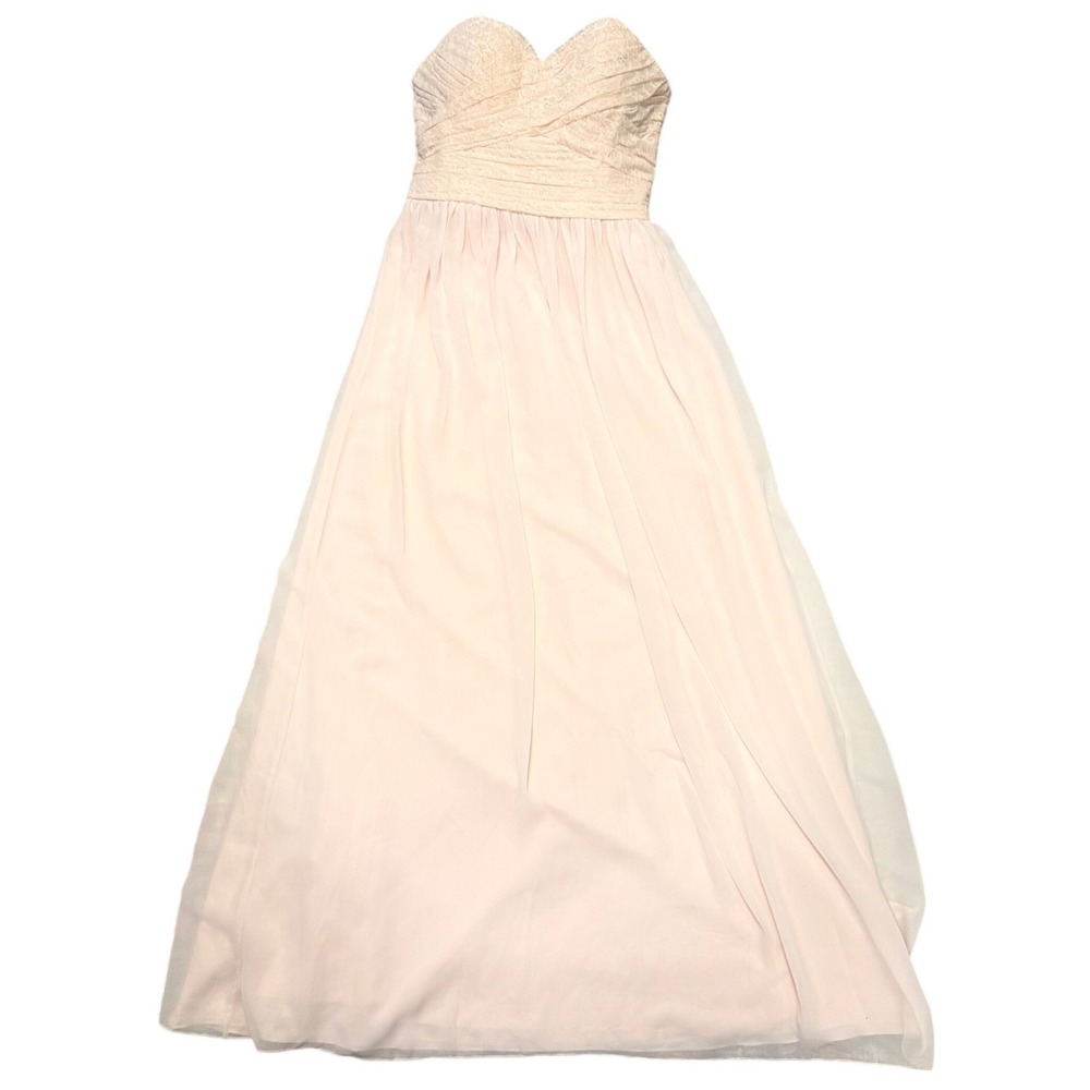 La Vie Embellished Prom HOCO Strapless Ruched‎ Maxi Dress Blush Pink Size 6